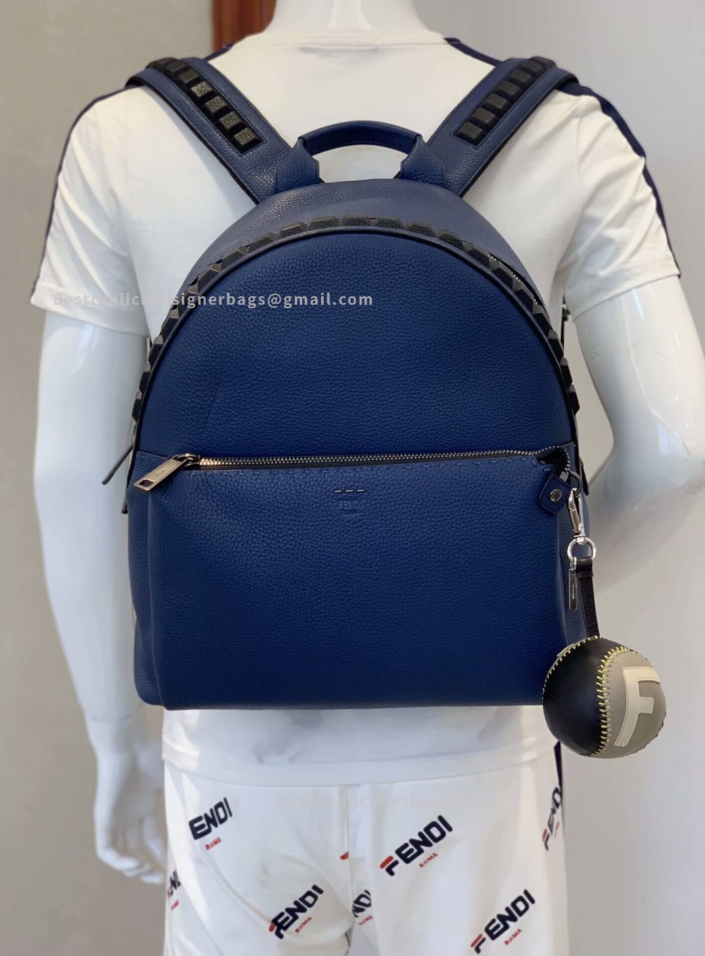 Fendi Blue Leather Backpack 2263
